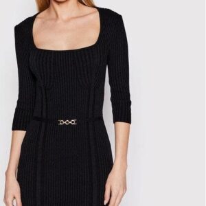 Rinascimento Sukienka dzianinowa CFM0010919003 Czarny Slim Fit