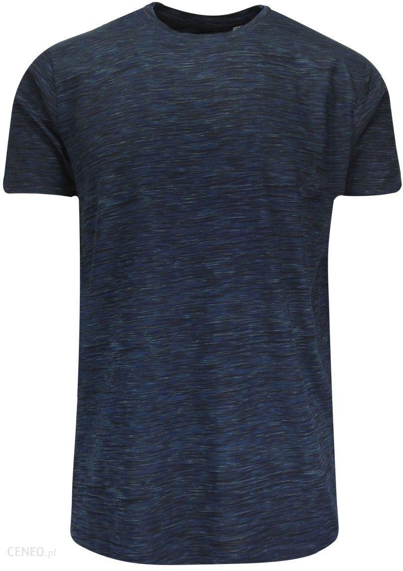 T-Shirt (Koszulka) Granatowy Melanżowy, Bawełniany, Okrągły Dekolt -BRAVE SOUL TSBRSSS22INFUSIONblue